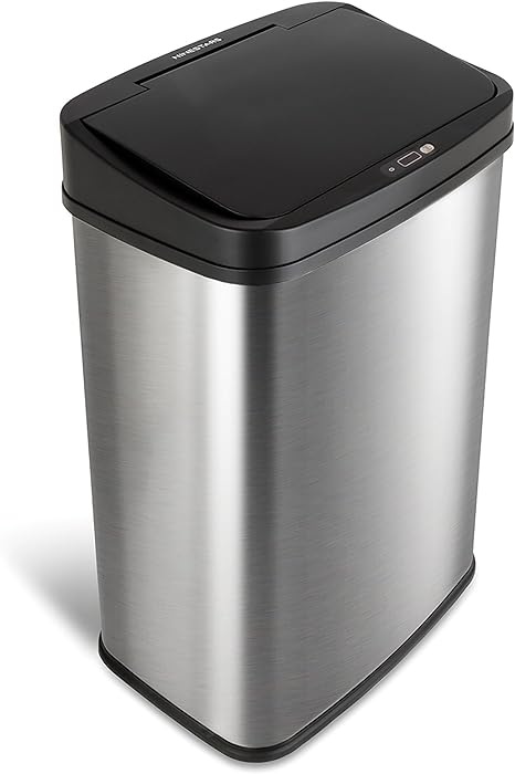 Photo 1 of ***TRASHCAN IS DENTED NEAR BASE*** NINESTARS DZT-50-28 Automatic Touchless Motion Sensor Rectangular Trash Can, 13 Gal, Black Trim
