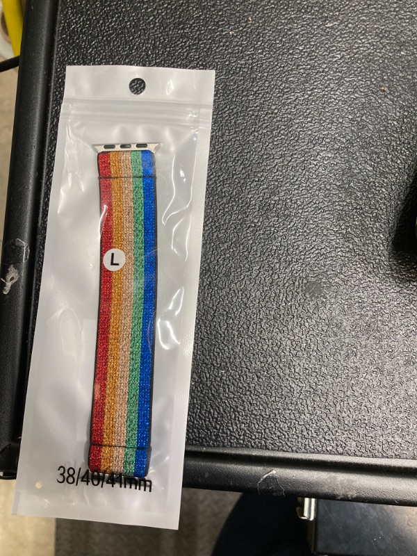 Photo 2 of BMBEAR Stretchy Strap Loop Compatible with Apple Watch Band 38mm 40mm iWatch Series 5/4/3/2/1 Rainbow