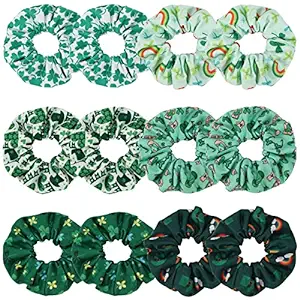 Photo 1 of St Patrick's Day Hair Scrunchies Green Shamrock Hat Elastics Hair Bands Scrunchy Hair Ties Ropes Scrunchie for Women Girls Gifts Hair Accessories