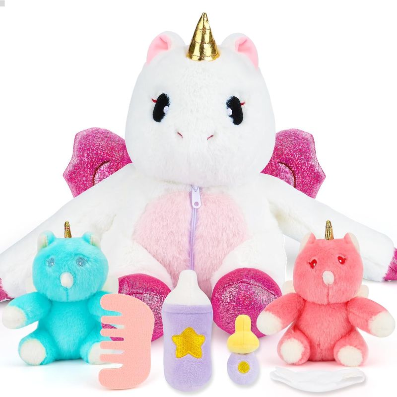 Photo 1 of cosone Unicorn Stuffed Animals for Girls Ages 3-8, Mommy Unicorn with 2 Baby Unicorns, Unicorn Toys for Girls Age 4-6, Unicorn Gifts for Girls