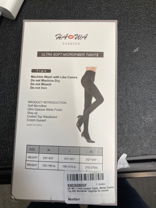 Photo 3 of HA WA Black Tights for Women, 2 Pairs Opaque 60D Tights with Control Top Pantyhose