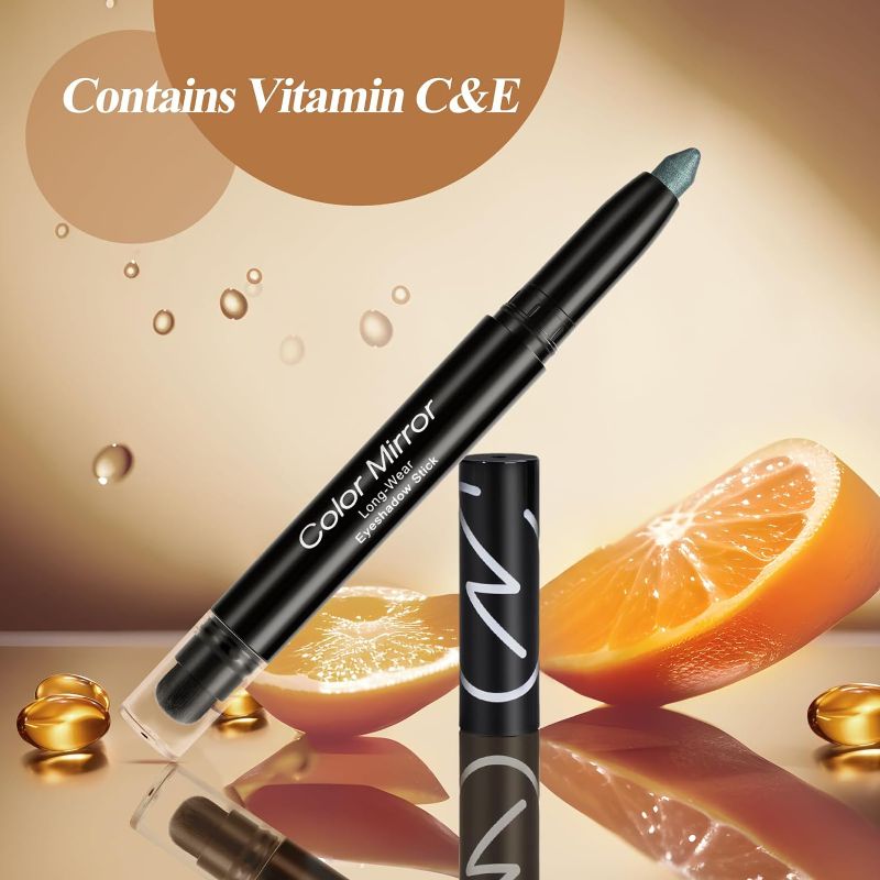 Photo 1 of ( Example Photo) Cream Eyeshadow Stick, Long Lasting Waterproof Silky Formula Eye Shadow Pencil with Brush, Glitter Hypoallergenic Eyeshadow Stick Makeup Eye Brightener Pencil