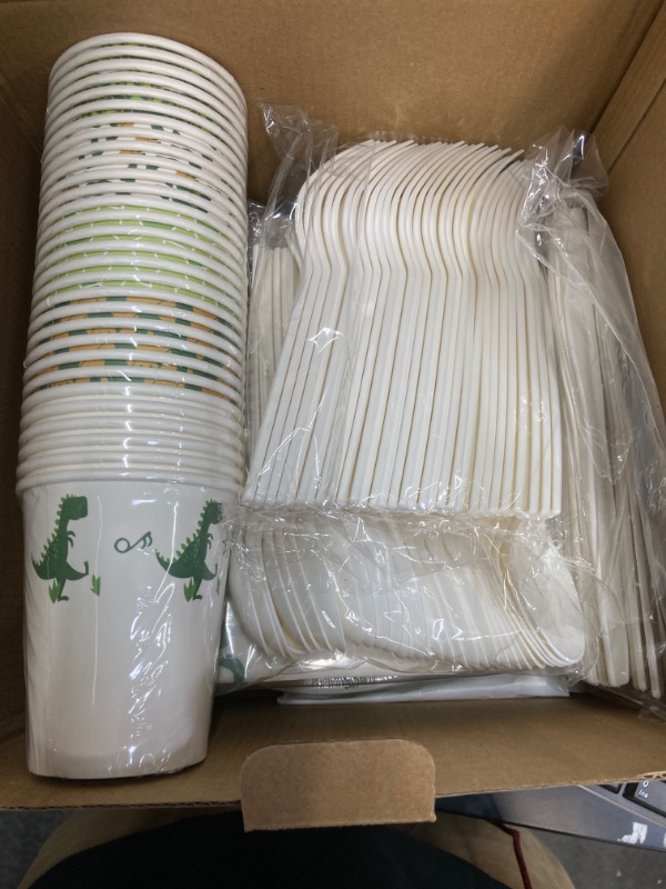 Photo 2 of 212pcs Wild Animal Party Decorations 30 Guests, Zoo Pals Paper Plates Cups Napkins TrashBag T-Rex Dinosaur Zebra Giraffe Leopard Party Supplies + Kids Activities for Jungle theme Birthday Decorations 30 Animal Stripes with doodles