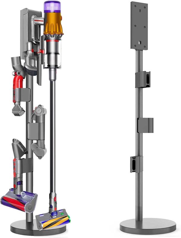 Photo 1 of ***MISSING ASSEMBLY HARDWARE*** Vacuum Stand for Dyson V15 Detect,V12,V11,V10,V8, V7-Sturdy Aluminum Tube Storage Holder, 6.2 Lbs Steel Base,3 accessory clips for Up to 9 Attachments & Charger, With Trigger Lock