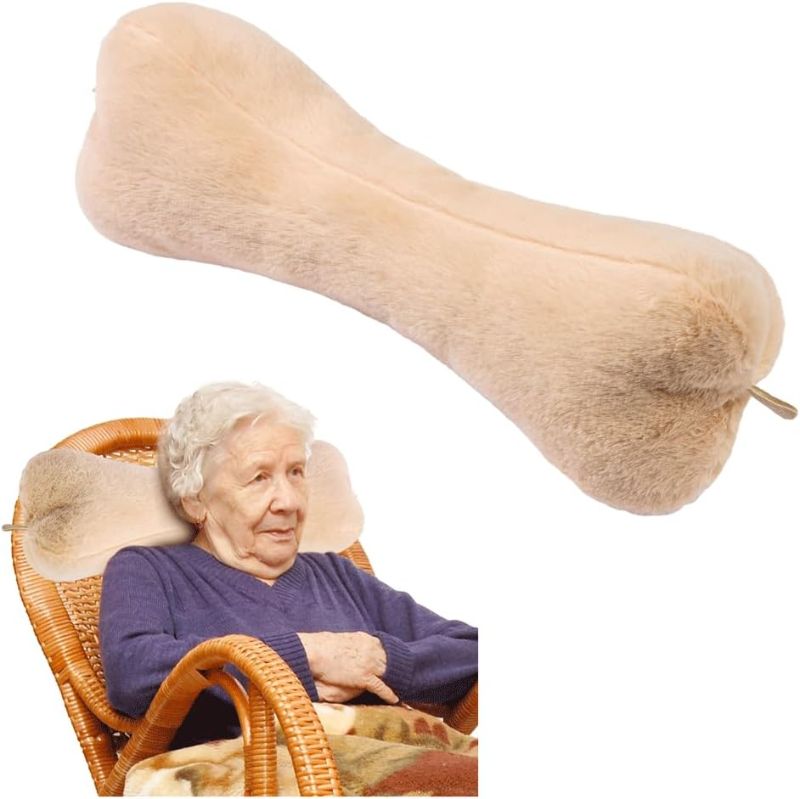 Photo 1 of Adjustable Headrest Pillow for Recliners and Armchairs - Velvet Cushion for Neck Support and Pain Relief (Cream)
