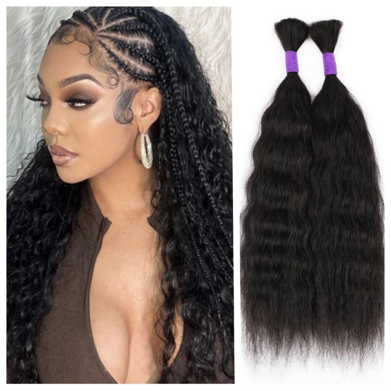 Photo 1 of Super Wave Bulk Human Hair For Braiding No Weft 100g (1Pack-2Bundles) 100% Virgin Human Hair Super French Wet and Wavy Micro Braiding Human Hair For Boho Braids Super Bulk (18inch, Natural)