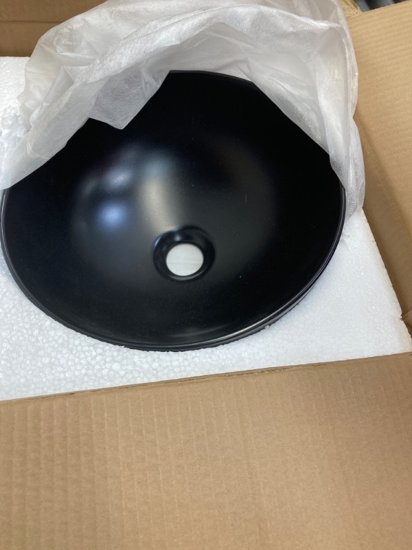 Photo 2 of Focitland Bathroom Vessel sink Bathroom Bowl Sink Ceramic Black Bathroom Sink Round and Pop Up Drain Combo Bathroom Vessel Vanity Sink Washing Art Basin