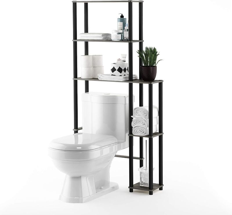 Photo 1 of Furinno Turn-N-Tube Over The Toilet Storage, 5 Shelves Bathroom Organizer Space Saver Rack, French Oak Grey/Black
Visit the Furinno Store