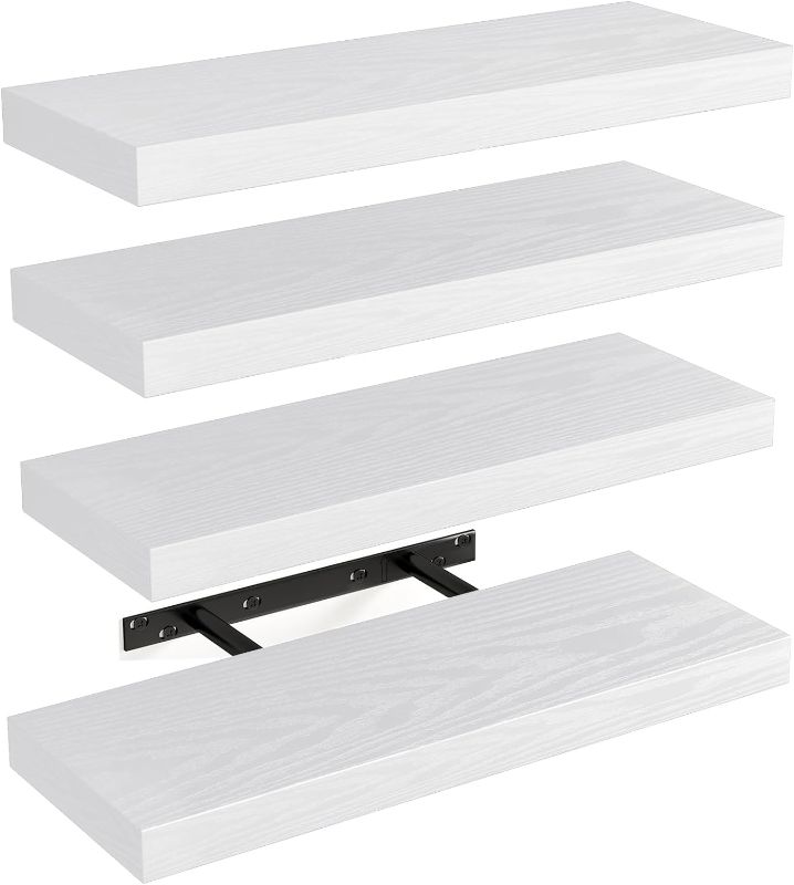 Photo 1 of Fixwal 15.8in Floating Shelves, Rustic Wood Finish Wall Shelves Set of 4, Shelves for Wall Decor, with Invisible Brackets for Bathroom, Living Room,Bedroom and Kitchen(White)
Visit the Fixwal Store