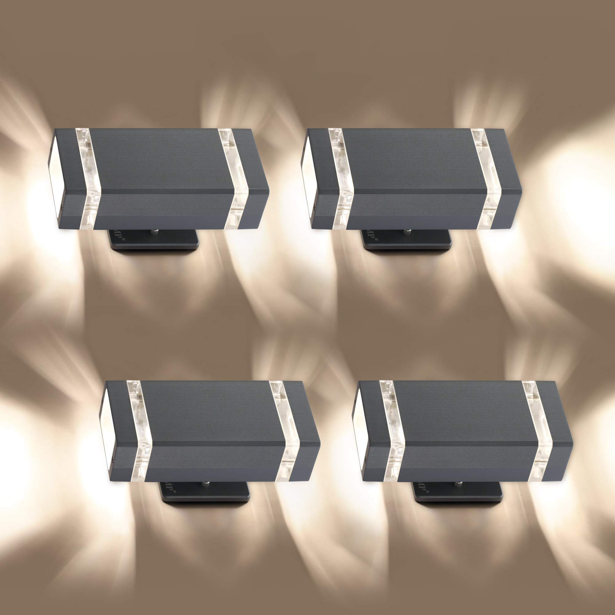 Photo 1 of LMP 4 Pack LED Square Up and Down Lights Outdoor Wall Light?Body in Aluminum Waterproof Outdoor Wall Lamps?3000k 5W with Certificate ETL Gray 4 Packs