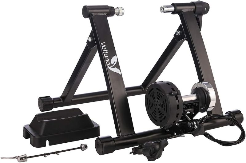 Photo 1 of Magnetic Indoor Bike Trainer Stand w/8 Speed Level Wire Control Adjuster,Foldable & Lower Noise & Quick Release, Portable Bike Exercise Stand for Mountain & Road Bikes