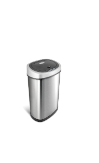 Photo 1 of NINESTARS DZT-50-9 Automatic Touchless Infrared Motion Sensor Trash Can, 13 Gal 50L (Oval, Silver/Black Lid) 