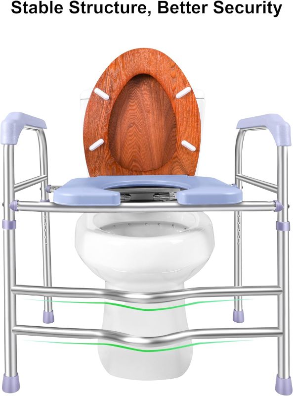 Photo 1 of Deewow Raised Toilet Seat with Handles 400lbs, Toilet Seat Riser for Seniors with Adjustable Height, Raised Toilet Seat for Elderly, Pregnant and Handicap, Fit Any Toilet https://a.co/d/dezZywO