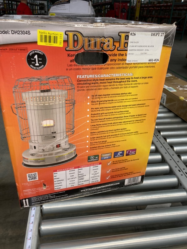 Photo 4 of Duraheat 23,800 BTU Indoor Kerosene Portable Heater