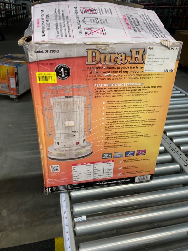 Photo 5 of Duraheat 23,800 BTU Indoor Kerosene Portable Heater