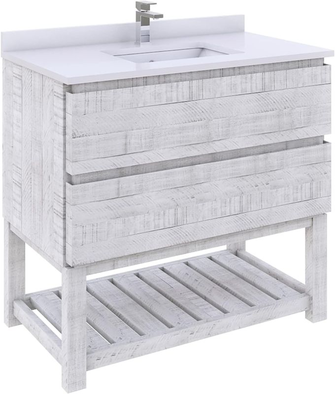 Photo 1 of ***PARTIAL SET, NO LEGS OR BOTTOM SHELF INCLUDED. ONLY SINK AND DRAWERS***

Fresca Stella 29" wide -  Open Base Double Bathroom Cabinet in Rustic White 