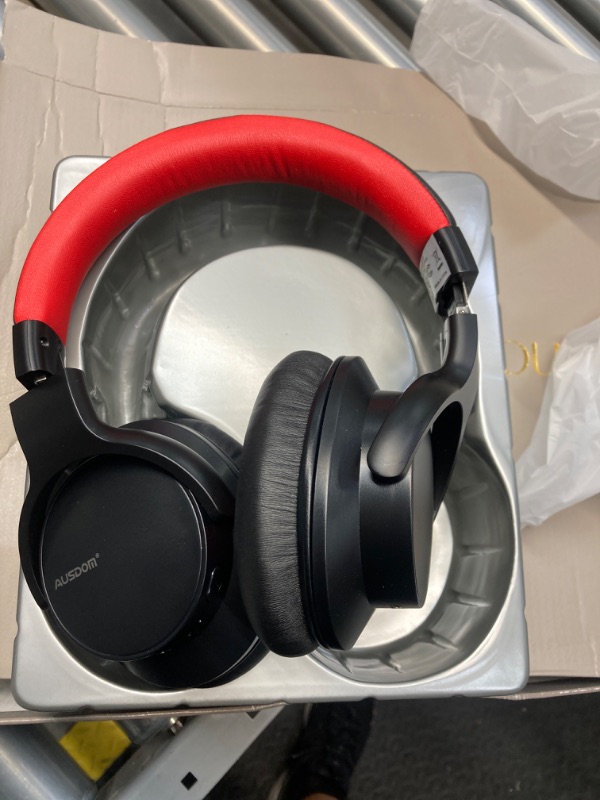 Photo 2 of AUSDOM Bluetooth Noise Cancelling Headphones: E7 Wireless Over Ear ANC Headphones, 50H Playtime, Hi-Fi Stereo Audio, Deep Bass, Memory Foam Ear Cups for Home Office Travel, Black Red https://a.co/d/3apJX6o