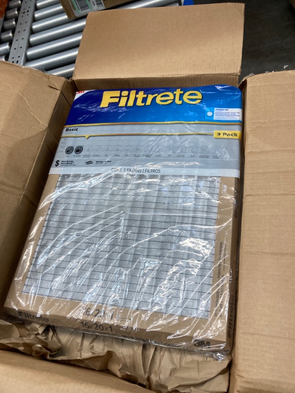 Photo 1 of Filtrete 3-Pack Basic Pleated Pleated Air Filter (Common: 16-in x 20-in x 1-in; Actual: 15.7-in x 19.6-in x 0.8125-in)