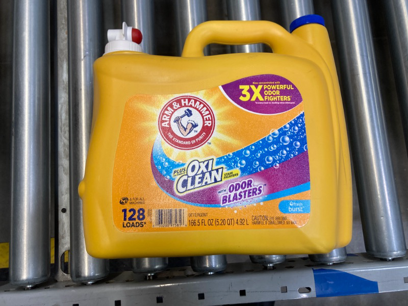 Photo 2 of Arm & Hammer Plus OxiClean Odor Blasters Fresh Burst, 128 Loads Liquid Laundry Detergent, 166.5 Fl oz