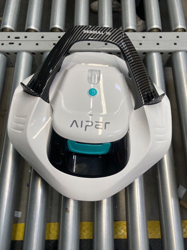 Photo 2 of AIPER Cordless Robotic Pool Cleaner, Pool Vacuum with Dual-Drive Motors, Self-Parking, Lightweight, Perfect for Above/In-Ground Flat Pools up to 35 Feet (Lasts 50 Mins) - Seagull 600 White