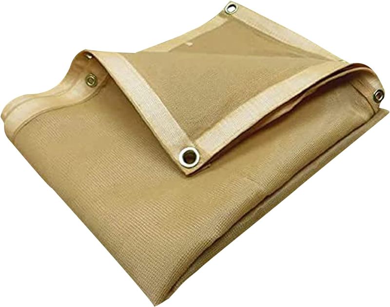 Photo 1 of  Heavy Duty Mesh Tarp, Multipurpose Protective Cover Tarpaulin with Air Flow for Tie Downs, Shade, Fences, Canopies, Dump Trucks - Tan