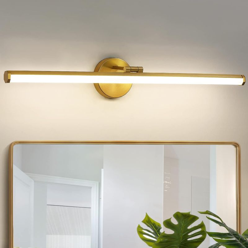 Photo 1 of KAISITE Bathroom Lighting Fixture Over Mirror - 30 Inch Gold Vanity Light 24W 4000K Dimmable Modern LED Bathroom Light Fixture Rotatable Bath Vanity Light Bar for Bathroom