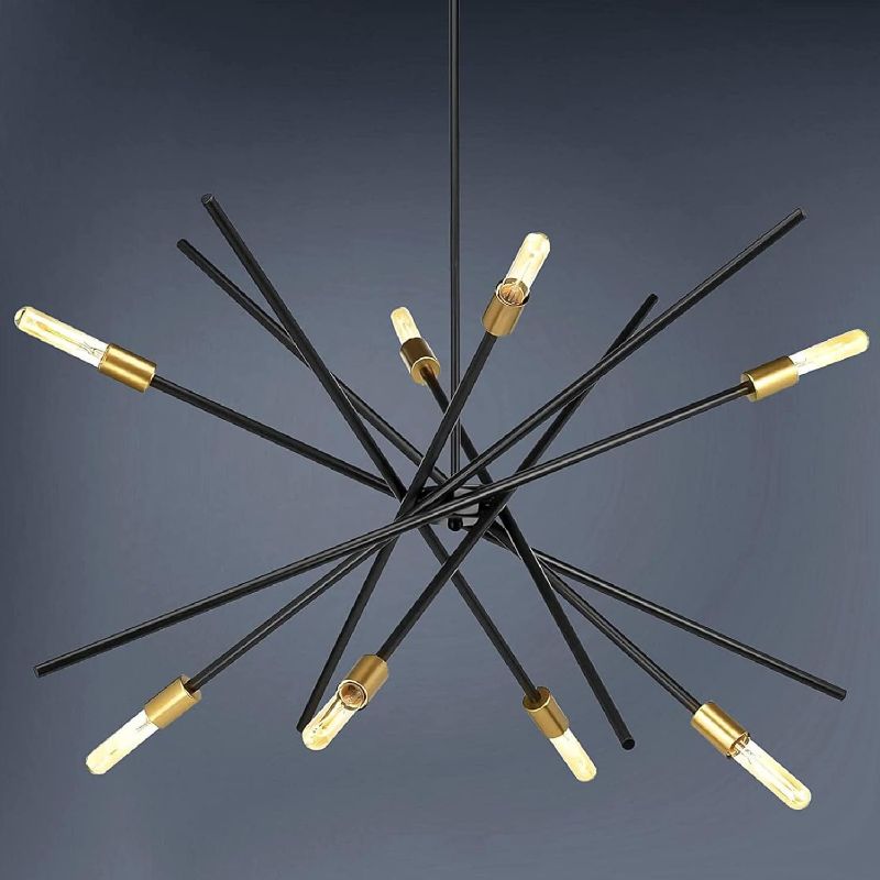 Photo 1 of 8 Lights Modern Chandelier, Retro Mid Century Black Ceiling Light Support E26/E27 Bulbs Pendant Light for Living Room, Bedroom, Kitchen (85-265V)