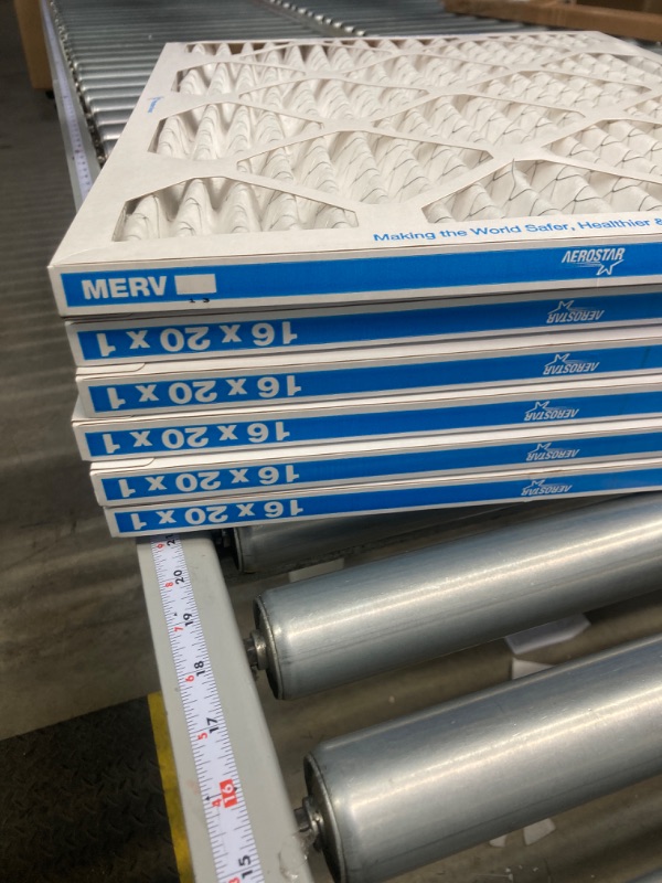 Photo 3 of Aerostar 20x20x1 MERV 13 Pleated Air Filter, AC Furnace Air Filter, 6 Pack (Actual Size: 19 3/4" x 19 3/4" x 3/4") 20x20x1 Air Filter