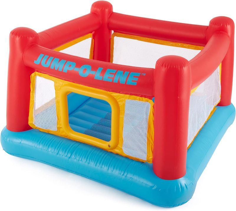 Photo 1 of Intex Inflatable Jump-O-Lene Indoor or Outdoor Playhouse Trampoline Bounce Castle House with Crawl-Thru Door and Net for Kids Ages 3-6