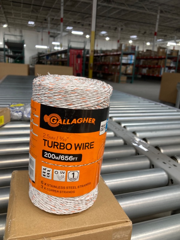 Photo 2 of Gallagher Electric Fence Turbo Wire | 9 Mixed Metal Strands for 40x More Conductivity and Extreme Power | Ideal for Long Portable Fences | UV, Rust Resistant | 3/32" Diameter Turbowire | 656 Foot https://a.co/d/165Nm40