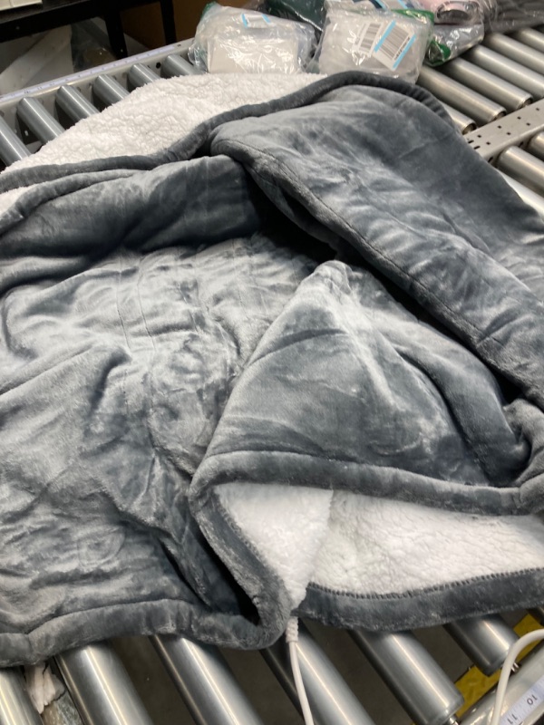 Photo 2 of 2X Warmth Heated Blanket w/Lager Dense Area, Ultra Soft Safe Electric Blanket Throw w/Flannel Sherpa, 4 Levels Instant Heating Blanket 10H Auto-Off, Washable Blanket UL Certified
