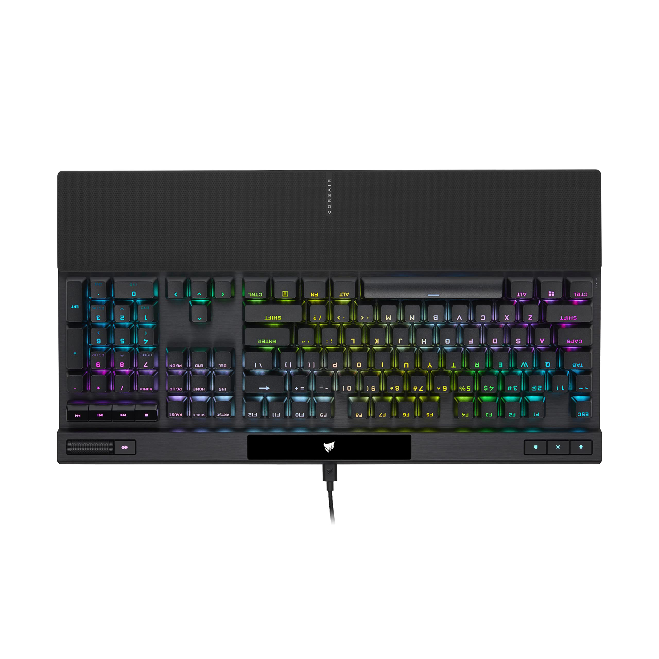 Photo 1 of Corsair K70 RGB PRO Wired Mechanical Gaming Keyboard (CHERRY MX RGB Speed Switches: Linear and Rapid, 8,000Hz Hyper-Polling, PBT DOUBLE-SHOT PRO Keycaps, Soft-Touch Palm Rest) QWERTY, NA - Black Cherry Speed- Fast K70 RGB PRO Black