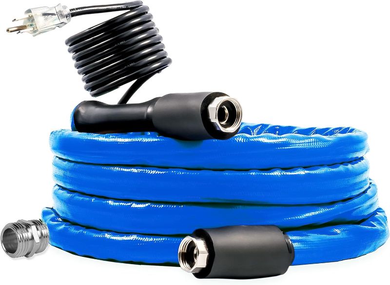 Photo 1 of Camco 12-Foot Heated Drinking Water Hose | Features Water Line Freeze Protection Down to -40°F/C, an Energy-Saving Thermostat, and Includes Adapter for Connection to Either End of Hose (22920) https://a.co/d/jizlr0X