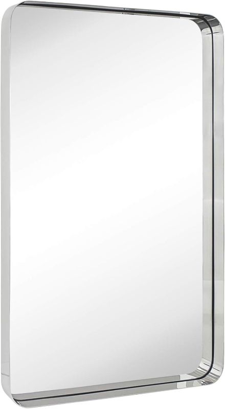 Photo 1 of 
TEHOME 24x36 inch Chrome Metal Framed Bathroom Mirror for Wall in Stainless Steel Chrome Rounded Rectangular Bathroom Vanity Mirrors Wall Mounted…