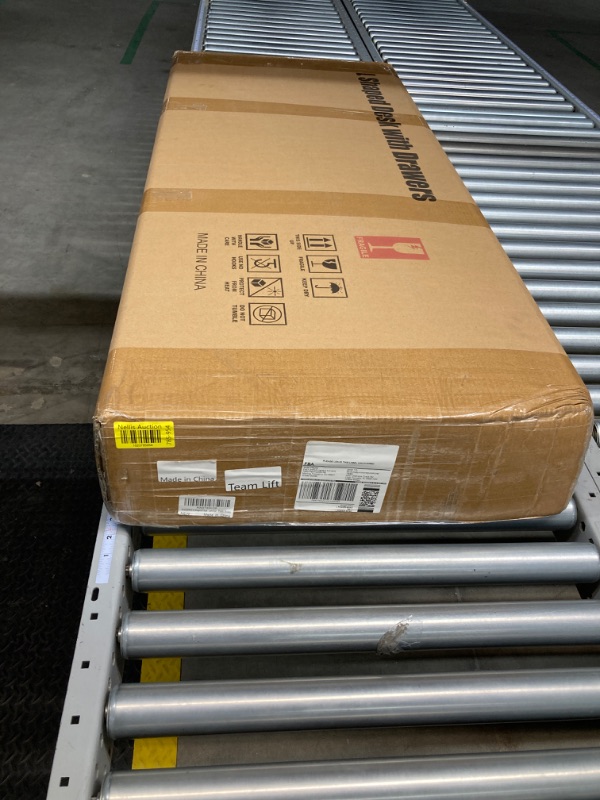 Photo 1 of L Shaped Desk with Power Outlets & LED Strips, L Shaped Computer Desk with Drawers, Gaming Computer Desk with Monitor Stands Home Office Desk with CPU Stand, Easy to Assemble, Black