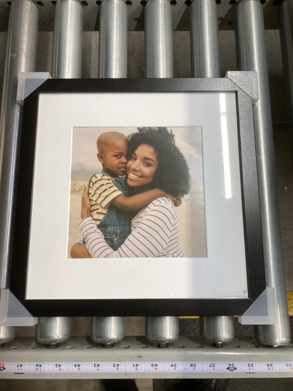 Photo 2 of Americanflat 12x12 Picture Frame in Black - Displays 8x8 With Mat and 12x12 Without Mat - Composite Wood with Shatter Resistant Glass - Horizontal and Vertical Formats for Wall Black 12x12