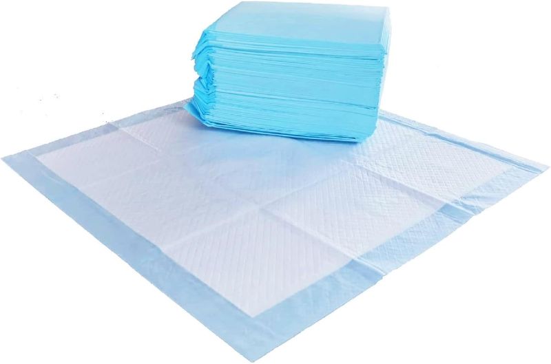 Photo 1 of Amazon Basics Dog and Puppy Pee Pads with 5-Layer Leak-Proof Design and Quick-Dry Surface for Potty Training, Regular, 22 x 22 Inch, Scented, Pack of 50, Blue & White