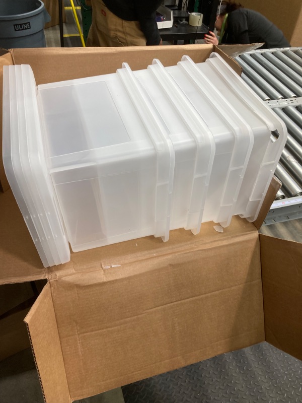 Photo 4 of 14 Quart Plastic Storage Bins with Lid, Clear Latching Box, Set of 4
