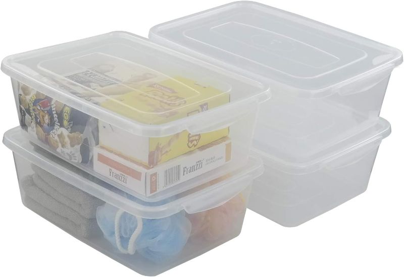 Photo 1 of 14 Quart Plastic Storage Bins with Lid, Clear Latching Box, Set of 4
