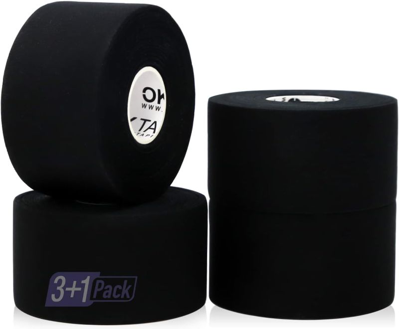 Photo 1 of OK TAPE Athletic Sports Tape?4 Packs) - 45ft Per Roll Very Strong Tape for Athlete & Sport Trainers & First Aid Injury Wrap, Perfect for Fingers Ankles Wrist on Bat, Hockey Stick - Black
