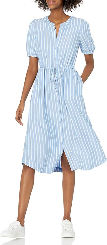 Photo 1 of Amazon Essentials Women's Relaxed Fit Half-Sleeve Waisted Midi A-Line Dress https://a.co/d/0Pa0Bhz