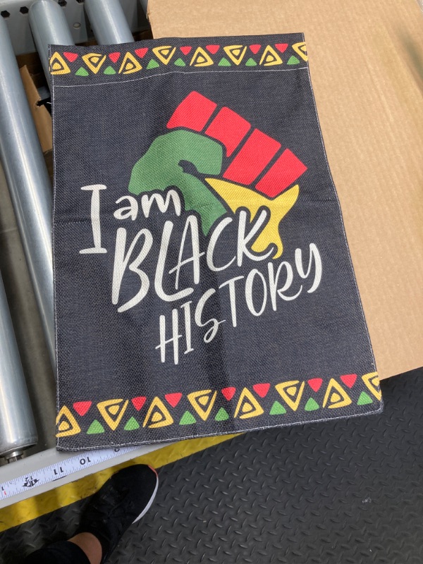 Photo 2 of AVOIN colorlife I Am Black History Month African Garden Flag Vertical Double Sided, Commemoration National Holiday Party Yard Outdoor Decoration 12 x 18 Inch