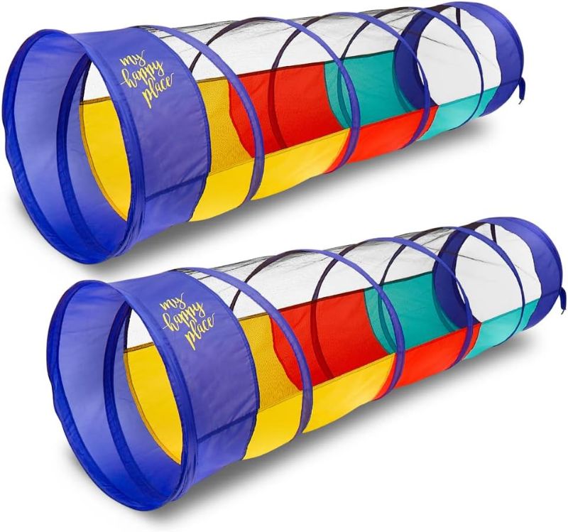 Photo 1 of Kiddey Multicolored Play Tunnel for Kids (6’) – Crawl and Explore Tent, with See Through Mesh Sides, Promotes Healthy Fitness, Early Learning, and Muscle Development – Balls NOT Included (2 Pack) https://a.co/d/h9u3ldD