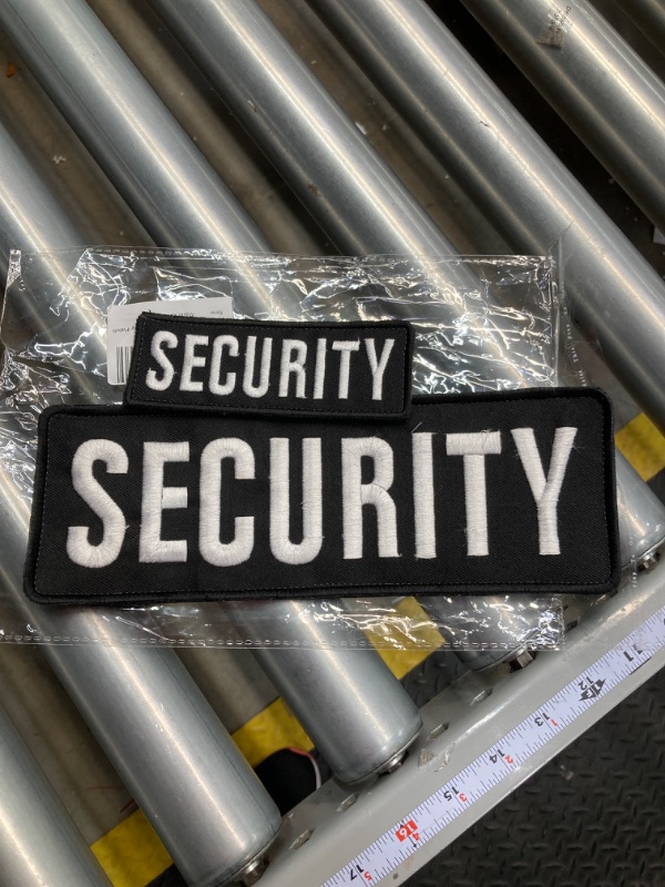 Photo 3 of | Embroidered Security Patch | Security Badge Hook and Loop for Security Vest | Security Patches for Vest Jacket and Shirt (2 Pack) (One Large & One Small)