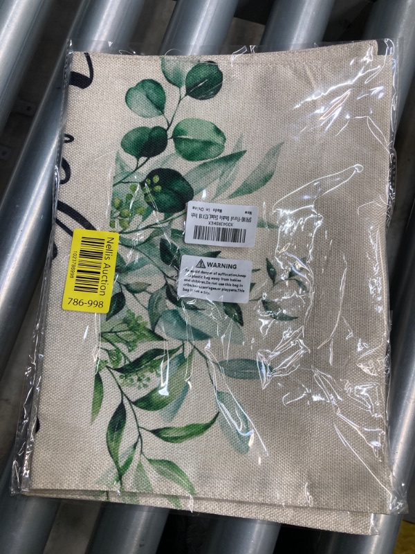 Photo 1 of *2 PACKS* Welcome Garden Flags for Outside 12x18 Inch Double Sided, Spring Eucalyptus Leaves Small Yard Decoration, Seasonal Summer Wedding Anniversary Decor for Farmhouse Holiday Outdoor