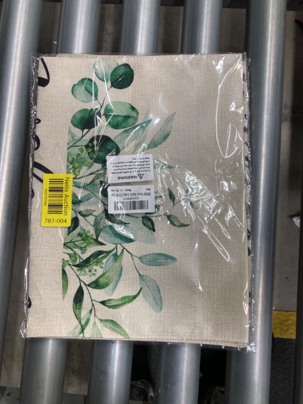 Photo 1 of *  2 PACKS*Welcome Garden Flags for Outside 12x18 Inch Double Sided, Spring Eucalyptus Leaves Small Yard Decoration, Seasonal Summer Wedding Anniversary Decor for Farmhouse Holiday Outdoor