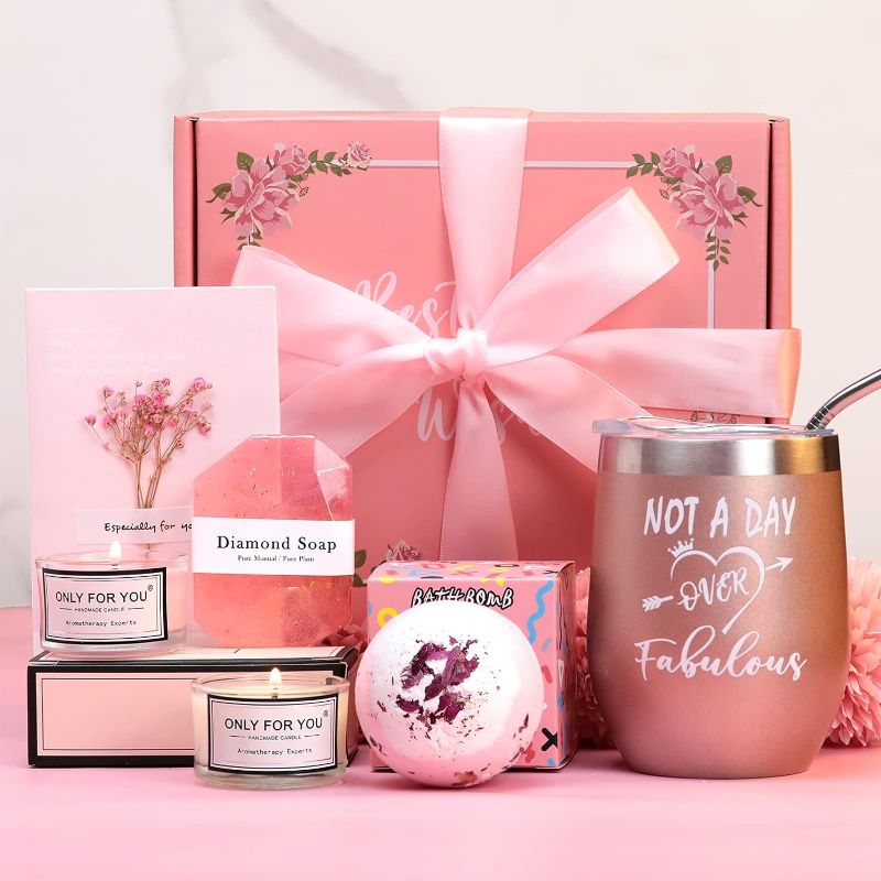 Photo 1 of Birthday Gifts for Women, Relaxing Spa Gift Box Basket For Her Mom Sister Best Friend Unique Happy Birthday Bath Set Gift Ideas Mothers Day Gifts From Daughter Son 30th 40th 50th 60th Gift https://a.co/d/4TMNFAT