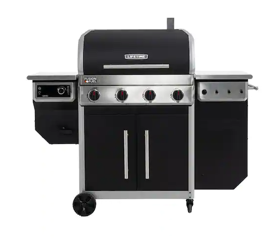 Photo 1 of 4-Burner Gas Grill and Pellet Smoker Combo in Black
