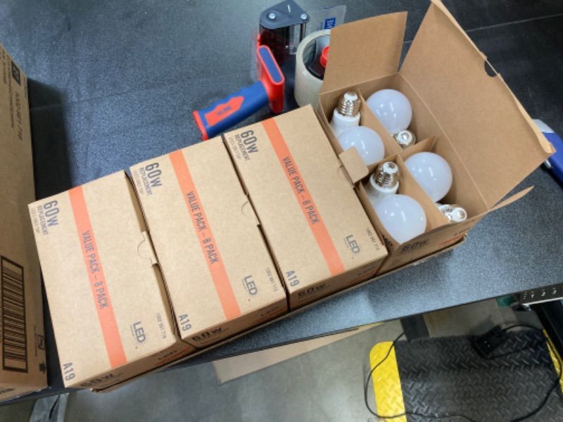 Photo 1 of 60-Watt Equivalent A19 Energy Efficient LED Light Bulb Soft White (8-Pack)