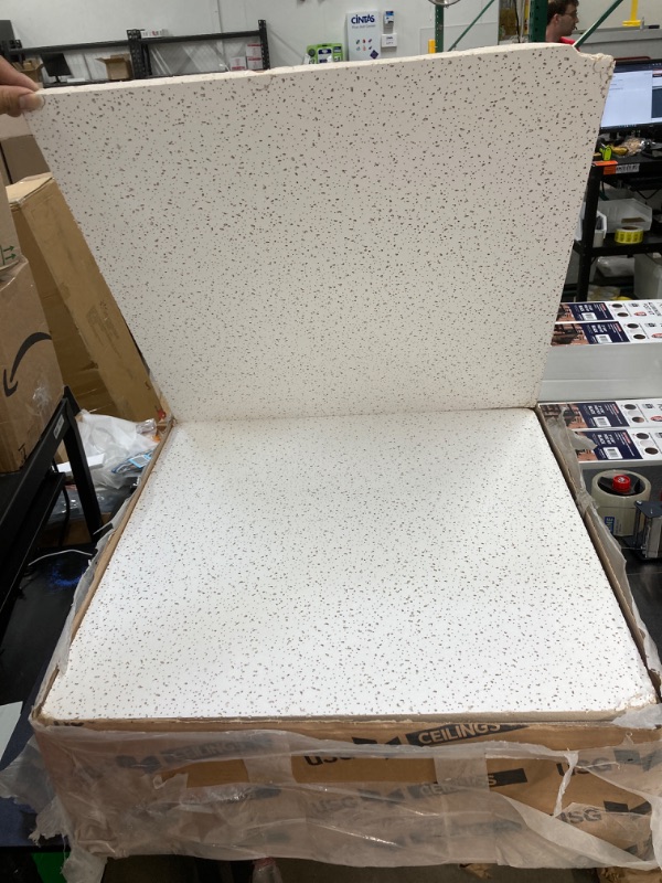 Photo 2 of 2 ft. x 2 ft. Radar Basic White Square Edge Lay-In Ceiling Tile, case of 16 (64 sq. ft.)